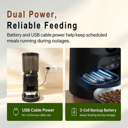 Taleboss Smart Automatic Cat Feeder with Integrated Camera, 5L Capacity, Laser Toy, 1080P HD Video, App Control, Night Vision, Dual Band WiFi, and Two-Way Audio