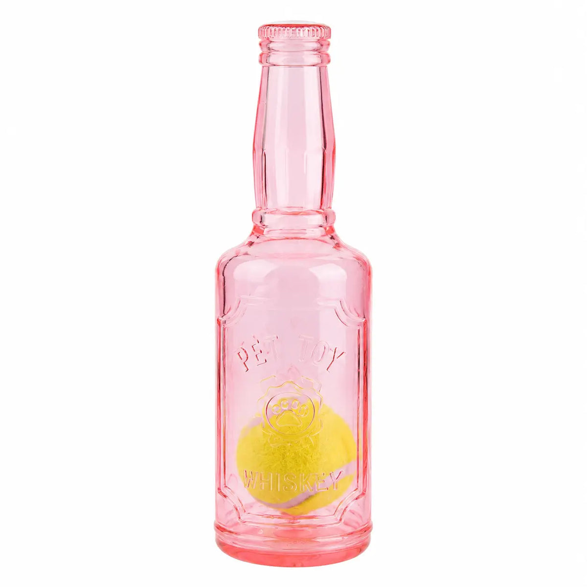 TPR Plastic Bottle-Shaped Dog Chew Toy with Tennis Ball - Interactive Fetch and Tug Toy for Small to Medium Dogs, Durable Design for Dental Relief and Indoor-Outdoor Play