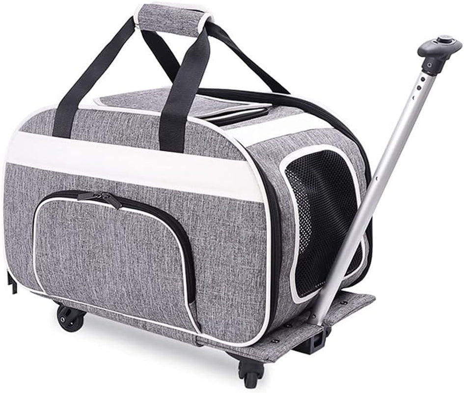 Portable Pet Trolley Case - Foldable and Breathable Carry Bag for Cats and Dogs, Large Capacity for Outings (Size: 37x65x37cm)
