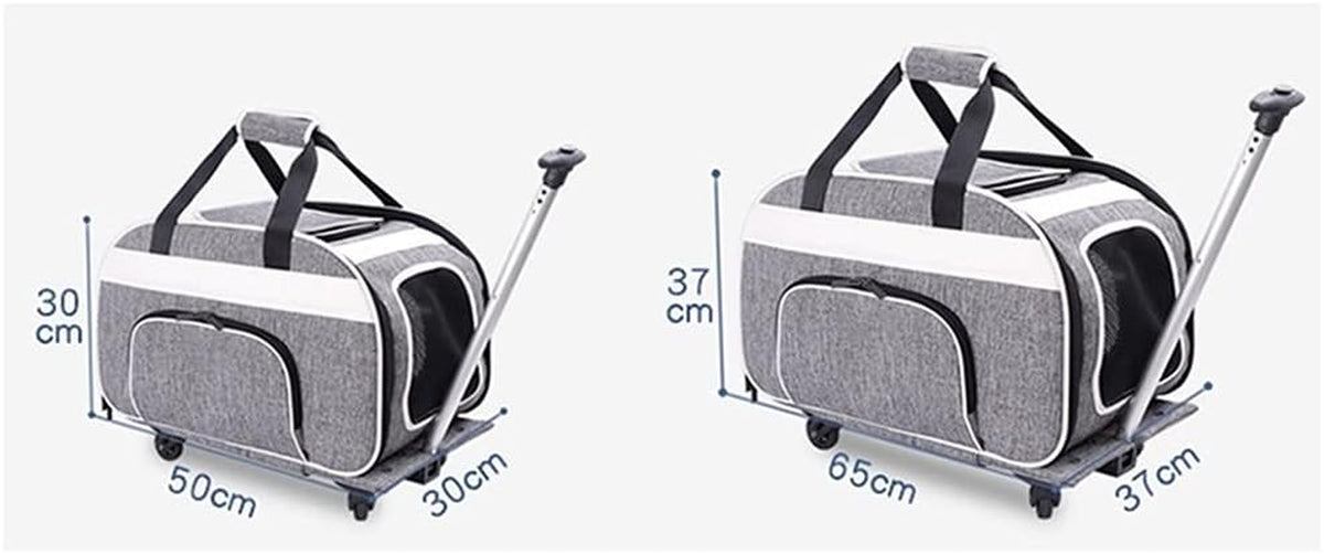 Portable Pet Trolley Case - Foldable and Breathable Carry Bag for Cats and Dogs, Large Capacity for Outings (Size: 37x65x37cm)