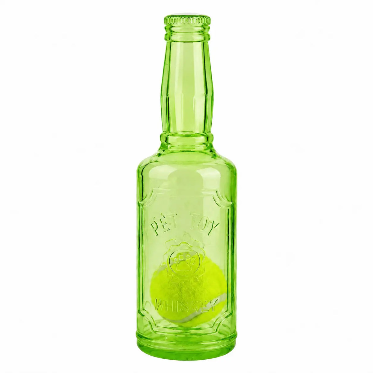 TPR Plastic Bottle-Shaped Dog Chew Toy with Tennis Ball - Interactive Fetch and Tug Toy for Small to Medium Dogs, Durable Design for Dental Relief and Indoor-Outdoor Play