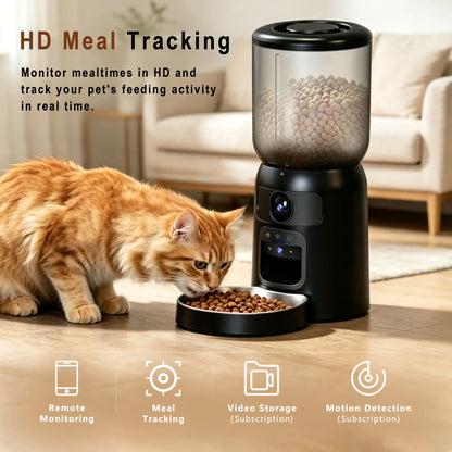 Taleboss Smart Automatic Cat Feeder with Integrated Camera, 5L Capacity, Laser Toy, 1080P HD Video, App Control, Night Vision, Dual Band WiFi, and Two-Way Audio