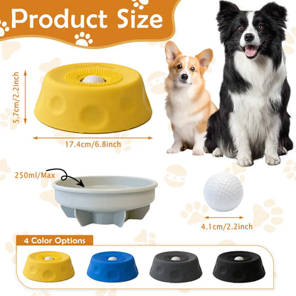 Pawpace Silicone Slow Feed Dog Bowl - 250ml Capacity, Innovative Mess-Free Design with Ball, Includes Spatula and 8 Suction Cups for Enhanced Mental Stimulation During Feeding