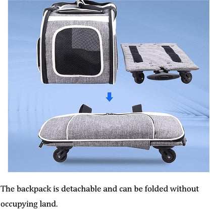 Portable Pet Trolley Case - Foldable and Breathable Carry Bag for Cats and Dogs, Large Capacity for Outings (Size: 37x65x37cm)
