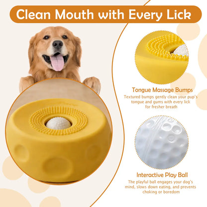 Pawpace Silicone Slow Feed Dog Bowl - 250ml Capacity, Innovative Mess-Free Design with Ball, Includes Spatula and 8 Suction Cups for Enhanced Mental Stimulation During Feeding