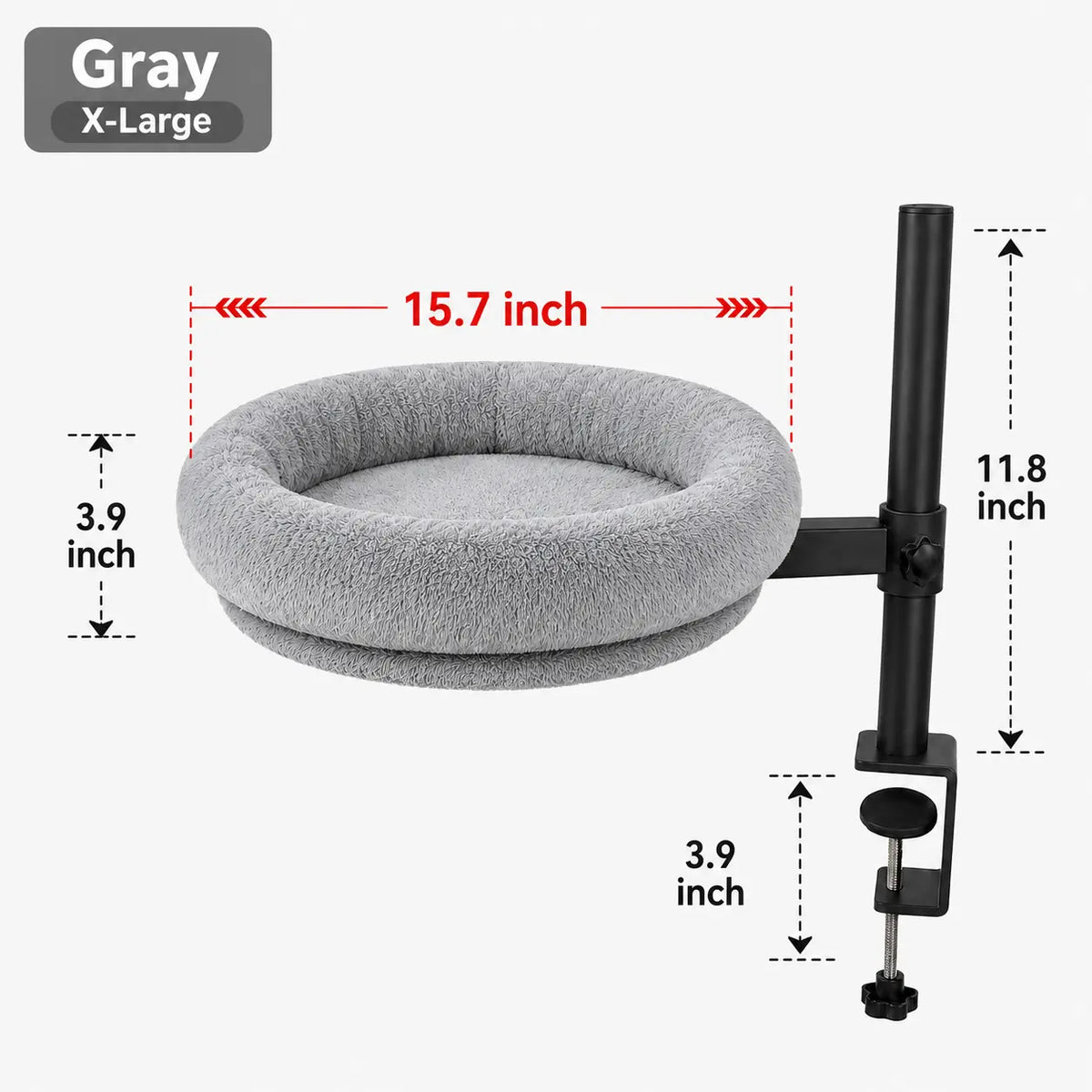 Heavy-Duty Desk Mounted Cat Bed with Adjustable Swivel Arm, Removable Machine Washable Plush Nest, No-Drill Clip-On Perch for Home Office and Gaming Desks