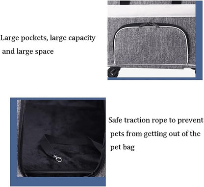 Portable Pet Trolley Case - Foldable and Breathable Carry Bag for Cats and Dogs, Large Capacity for Outings (Size: 37x65x37cm)