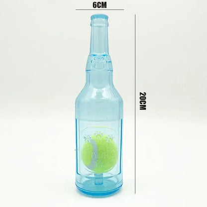 TPR Plastic Bottle-Shaped Dog Chew Toy with Tennis Ball - Interactive Fetch and Tug Toy for Small to Medium Dogs, Durable Design for Dental Relief and Indoor-Outdoor Play