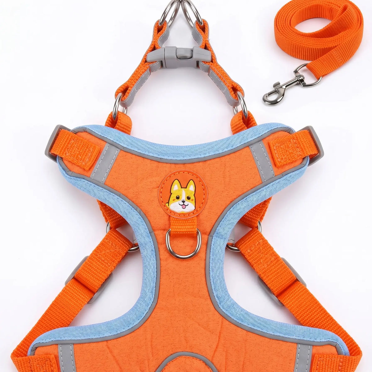 Adjustable 2-Pack Pet Harness and Leash Set, Soft Suede Vest, Durable Reflective Design, Tangle-Free Leash for Effortless Walking, Perfect for Daily and Nighttime Outdoor Activities