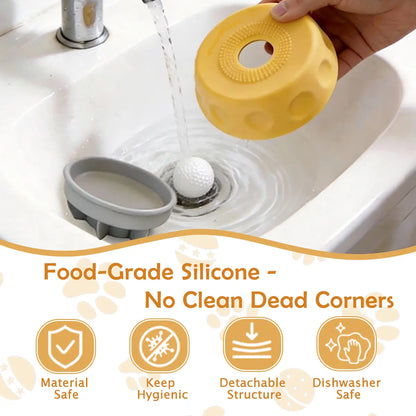 Pawpace Silicone Slow Feed Dog Bowl - 250ml Capacity, Innovative Mess-Free Design with Ball, Includes Spatula and 8 Suction Cups for Enhanced Mental Stimulation During Feeding